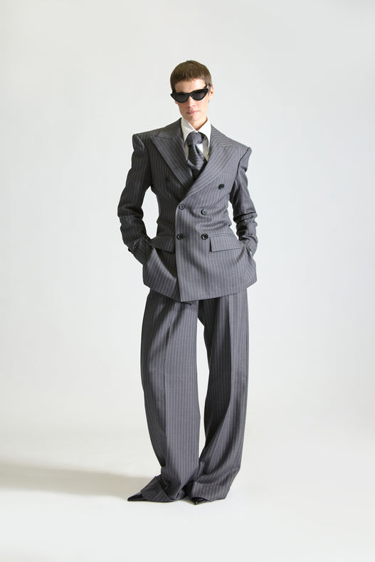 Tailored Pinstripe Double Breasted Wool Suit