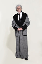 Tailored Single Breasted Cashmere & Wool Houndstooth Overcoat
