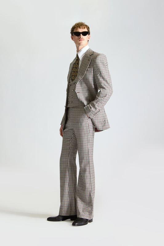 Tailored Single Breasted Check Wool Suit