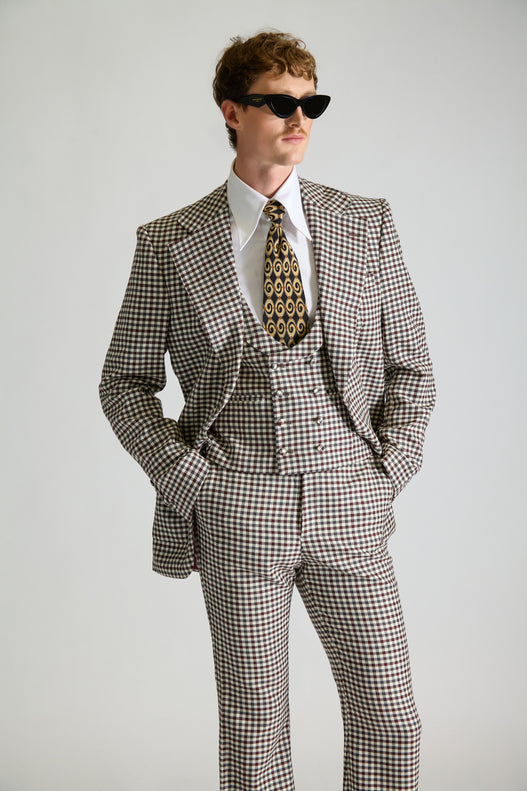 Tailored Single Breasted Check Wool Suit
