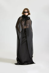 Tailored Satin Tail Skirt & Cape Set
