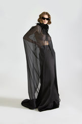 Tailored Satin Tail Skirt & Cape Set