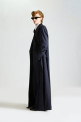 Tailored Pinstripe Wool Jumpsuit & Overcoat