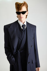 Tailored Pinstripe Wool Jumpsuit & Overcoat