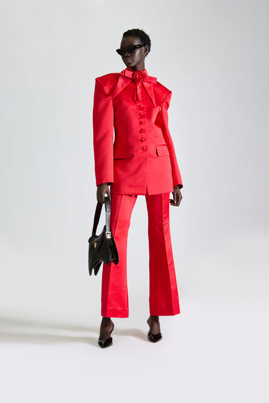 Tailored Single Breasted Satin Set