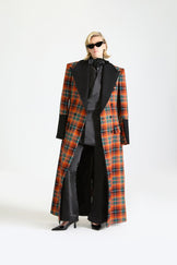 Tailored Double Breasted Wool Check Overcoat