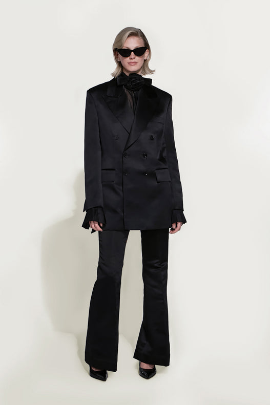 Tailored Double Breasted Satin Suit