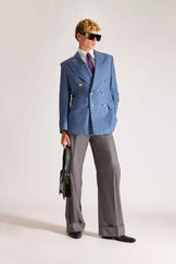 Tailored Doubled Breasted Check Wool Suit