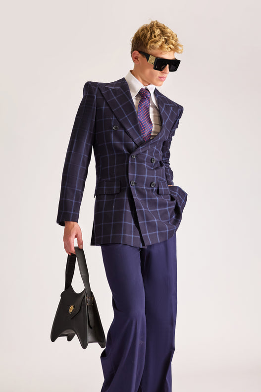 Tailored Doubled Breasted plaid Wool Suit
