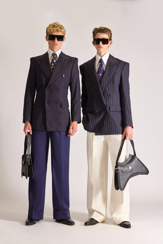 Tailored Doubled Breasted plaid Wool Suit