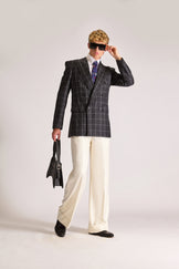 Tailored Doubled Breasted plaid Wool Suit