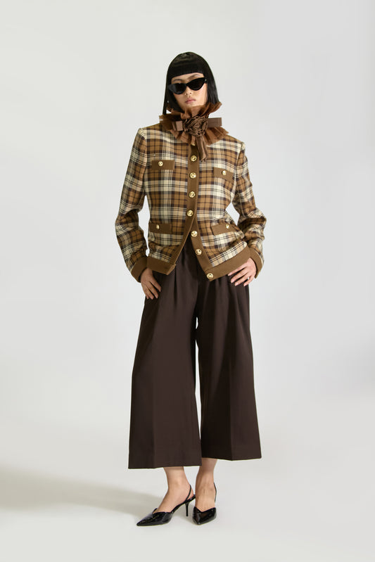 Tailored Single Breasted Check Wool Jacket & Trouser