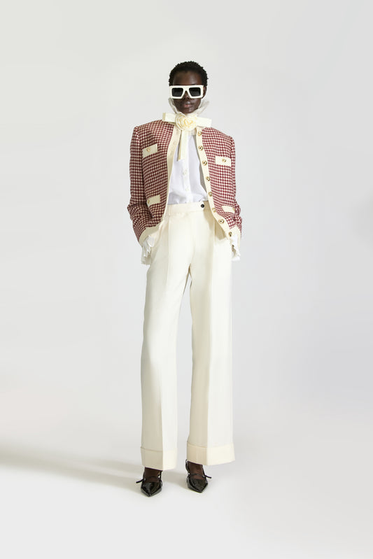 Tailored Single Breasted Check Wool Jacket & Trouser