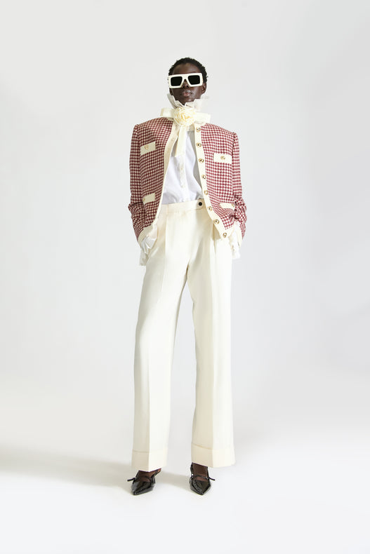 Tailored Single Breasted Check Wool Jacket & Trouser