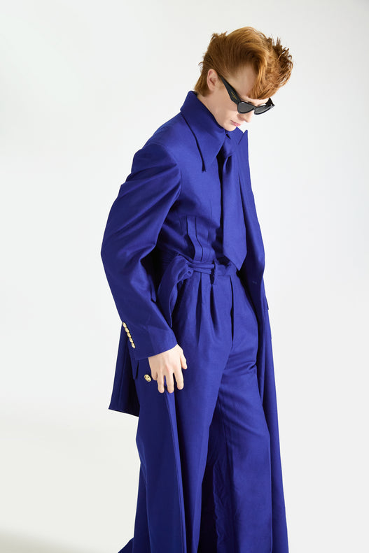 Tailored Wool Jumpsuit & Double Breasted Overcoat