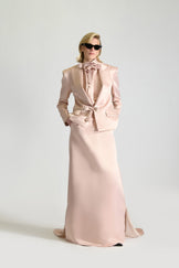 Tailored Satin Single Breasted Jacket & Tail Skirt Set