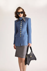 Tailored Wool Single Breasted Check Jacket & Skirt Set