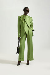 Tailored Single Breasted Satin Suit & Flap Collar Shirt