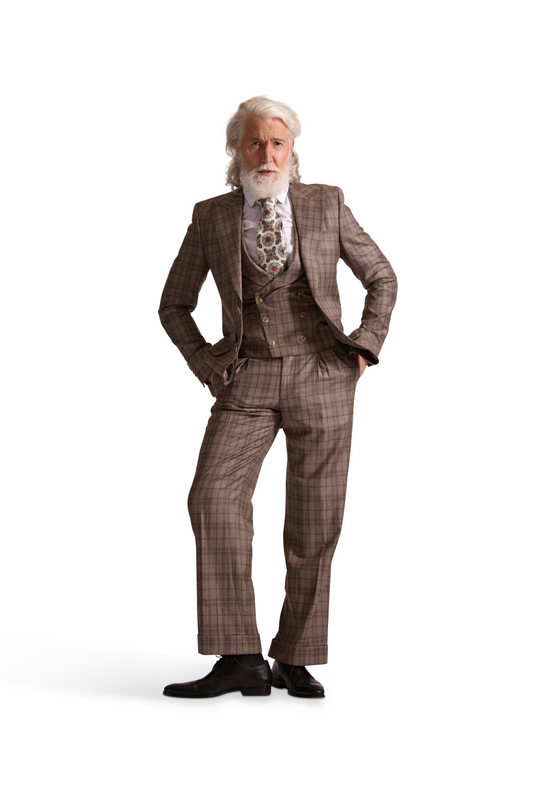 Tailored Wide Leg Wool Check Trousers