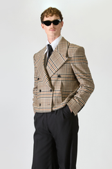 Tailored Double Breasted Check Wool Jacket & Suit Trousers