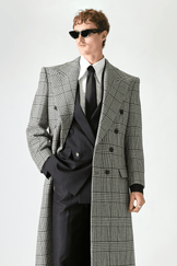 Tailored Double Breasted Cashmere & Wool Check Overcoat