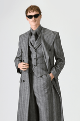 Tailored Self Stripe Wool Suit & Overcoat