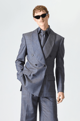 Tailored Double Breasted Check Wool Suit