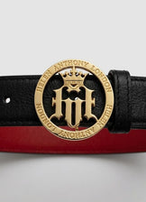 Helen Anthony Men's Monogram Gold Buckle Leather Belt